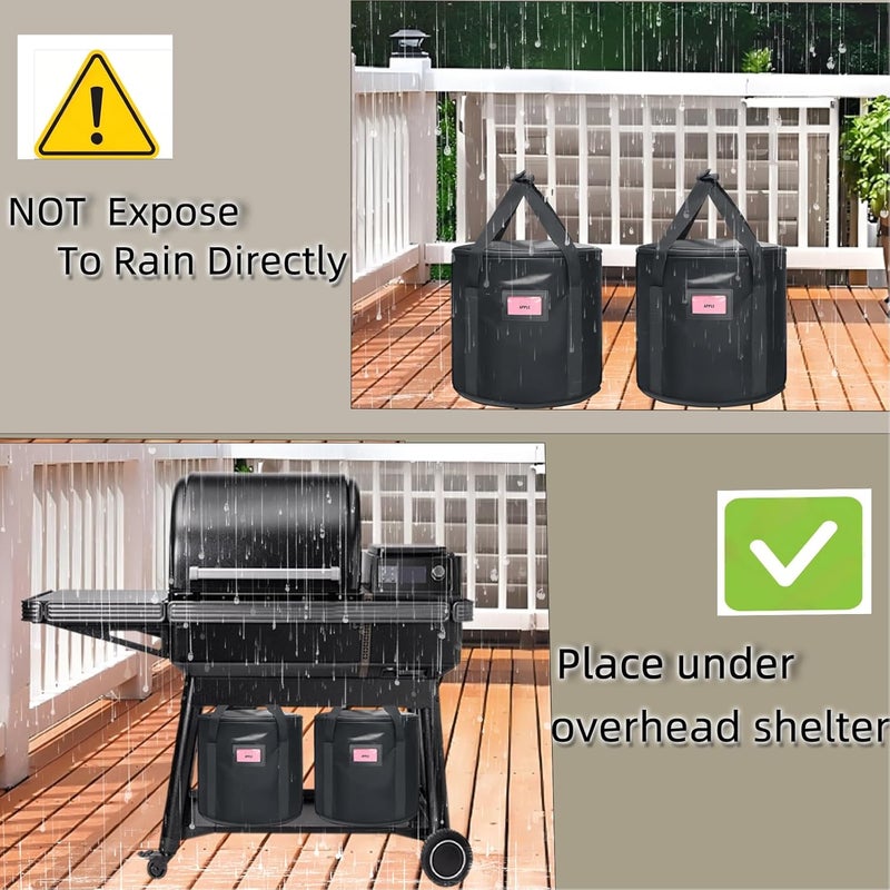 TOHONFOO Upgraded 2PCS 32LBS Pellet Grills Stay Dry Pellet Bin - Wood Pellet Storage Bag Container - Smoker Pellet Dispenser - Anti-Shock Foam Layer Reduces Wood Pellets/Charcoal Chipping - Image 2